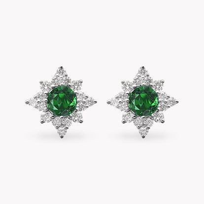 Star Struck Emerald Stud Earrings 0.67ct in 18ct White Gold