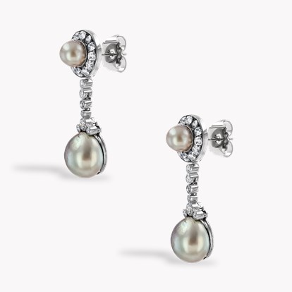 Belle Epoque Natural Pearl and Diamond Drop Earrings