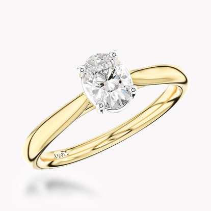 Oval Cut Diamond Solitaire Ring 1.51ct in 18ct Yellow Gold
