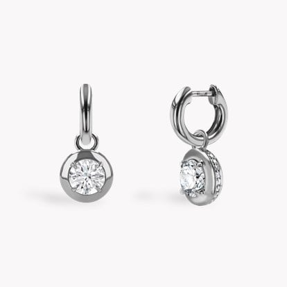 Skimming Stone 0.75ct Botswana Diamond Drop Hoop Earrings in 18ct White Gold