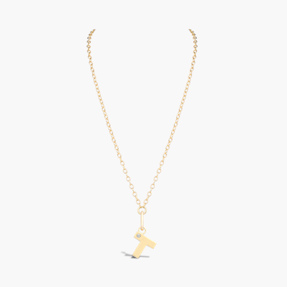 Letter T Diamond Pendant Charm