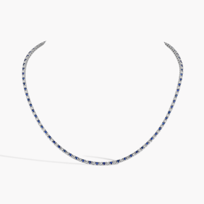 Brilliant Cut 3.60ct Sapphire and Diamond Line Necklace