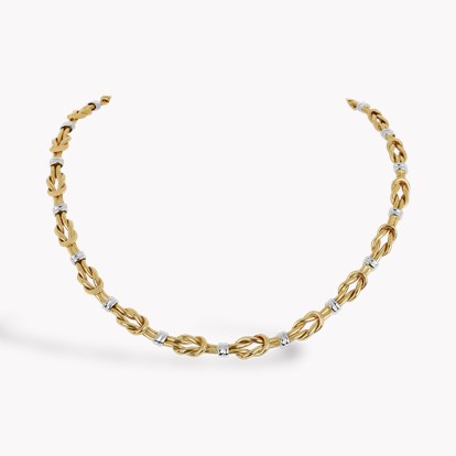 Contemporary Knotted Gold Collar Necklace in 18ct Yellow and White Gold
