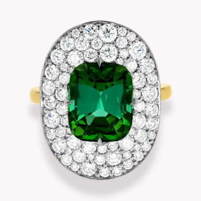 Snowstorm 4.85ct Green Tourmaline and Diamond Cocktail Ring
