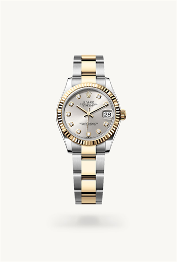 Datejust 31 * Oyster, 31 mm, Oystersteel and yellow gold with a Silver set with diamonds Fluted bezel and Oyster, three-piece solid links bracelet