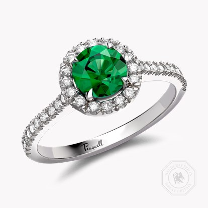 Celestial 0.69ct Emerald and Diamond Cluster Ring in 18ct White Gold