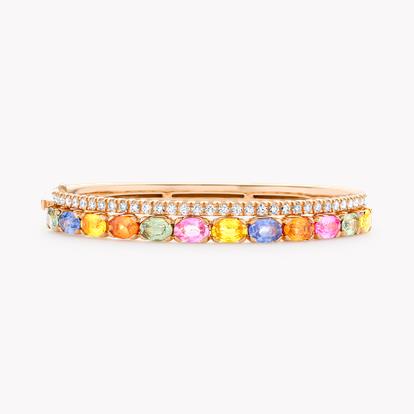 Rainbow Sapphire and Diamond Bangle 8.36ct in 18ct Rose Gold