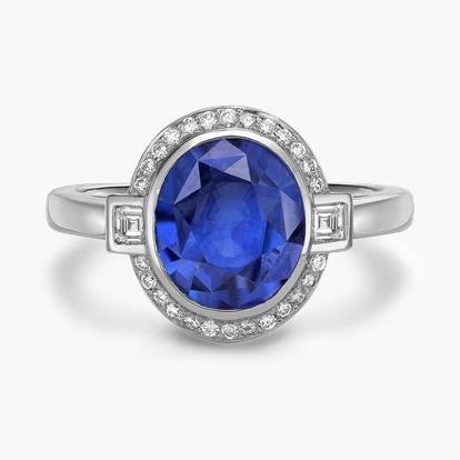 Oval Cut 4.09ct Sapphire and Diamond Cluster Ring