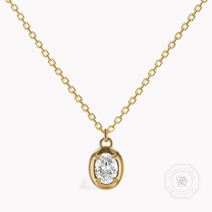 Skimming Stone 1.01ct Botswana Diamond Pendant - Oval Cut in 18ct Yellow Gold