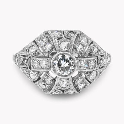 Edwardian Old European Cut Diamond Openwork Ring