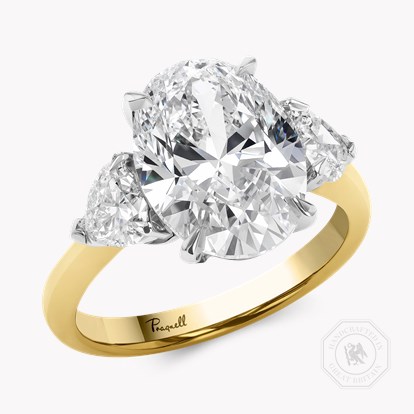 Venus Setting 5.01ct Diamond Three Stone Ring in 18ct Yellow Gold and Platinum