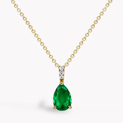 Emerald and Diamond Pendant 1.08ct in 18ct Yellow Gold
