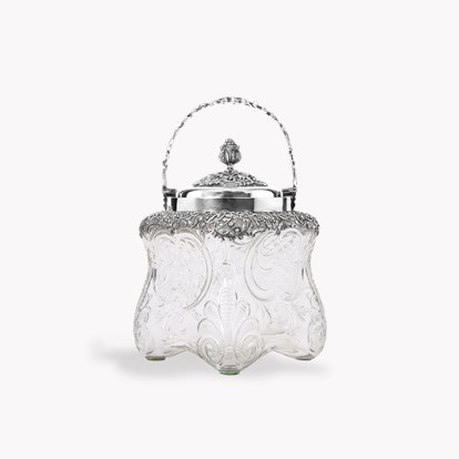 Victorian Silver Biscuit Jar Williams Comyns, 1900