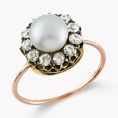 Victorian Natural Pearl Ring in 18ct Yellow Gold