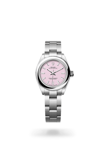 Oyster Perpetual 28 * Oyster, 28 mm, Oystersteel with a Bright black Domed bezel and Oyster, flat three-piece links bracelet
