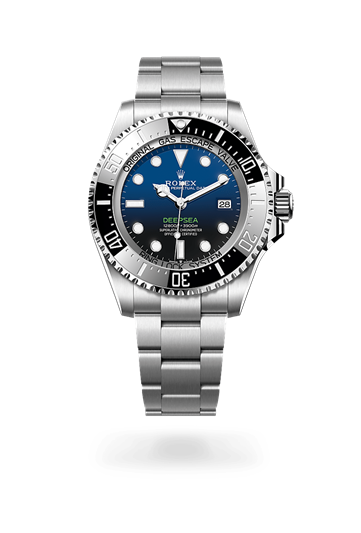 Rolex Deepsea * Oyster, 44 mm, Oystersteel with a D-blue Unidirectional rotatable 60-minute graduated, scratch-resistant Cerachrom insert in black ceramic, numerals and graduations coated in platinum bezel and Oyster, three-piece solid links bracelet