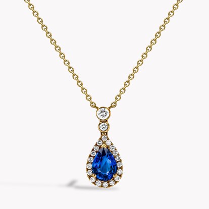 Contemporary 1.30ct Sapphire and Diamond Pendant in 18ct Yellow Gold