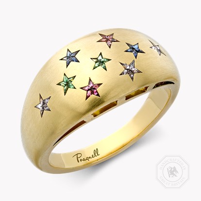 RockStar Multi-Gem Bombe Ring 0.71ct in 18ct Yellow Gold
