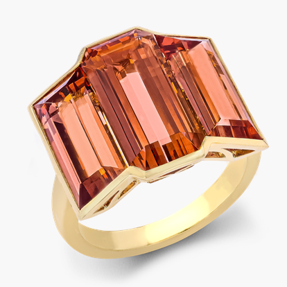 Masterpiece Kingdom Imperial Topaz Three Stone Ring 15.43ct in 18ct Yellow Gold 