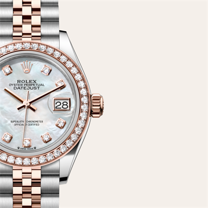 Lady-Datejust, Oyster, 28 mm, Oystersteel, Everose gold and diamonds watch