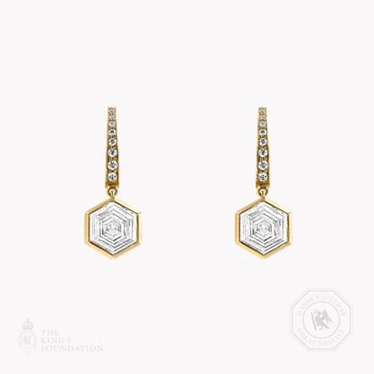 Honeycomb Diamond Drop Earrings 2.02ct in 18ct Yellow Gold