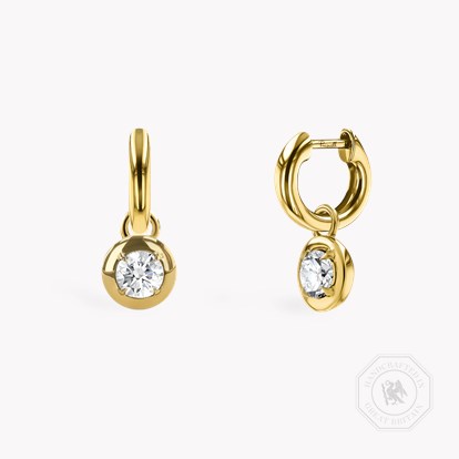 Skimming Stone 1.00ct Botswana Diamond Drop Hoop Earrings in 18ct Yellow Gold
