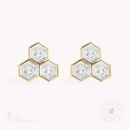 Hexagonal Diamond Trilogy Earrings 3.05ct in 18ct Yellow Gold