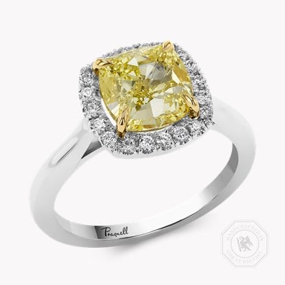 Celestial 3.02ct Kimberley Fancy Intense Yellow Diamond Cluster Ring in Platinum
