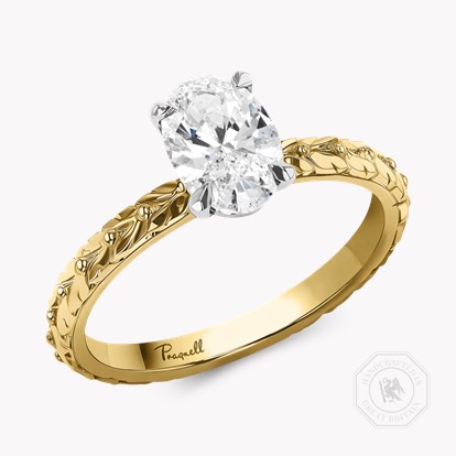 Apple Blossom 1.01ct Oval Cut Diamond Ring in 18ct Yellow Gold and Platinum