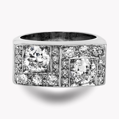 French Art Deco Rectangular Plaque Cocktail Ring
