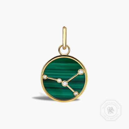Constellation Diamond and Malachite Cancer Pendant Charm