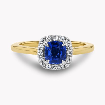 Cushion Cut 1.00ct Sapphire and Diamond Cluster Ring