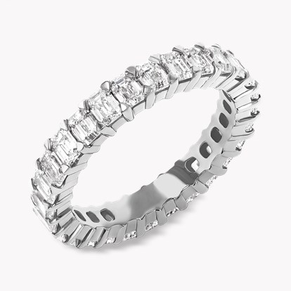 Emerald Cut Diamond Full Eternity Ring 2.90ct in Platinum
