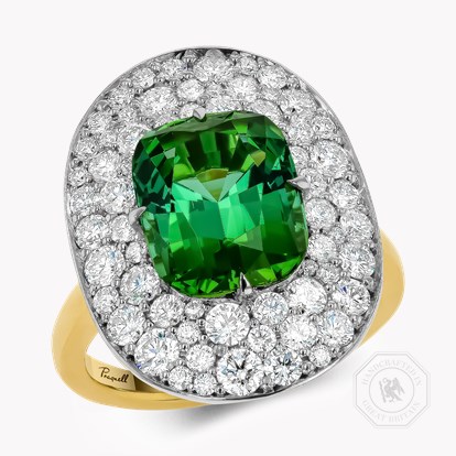 Snowstorm 4.85ct Green Tourmaline and Diamond Cocktail Ring
