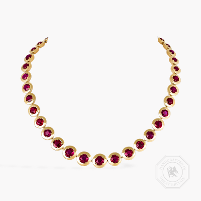 Masterpiece Skimming Stone 31.60ct Burmese Ruby Necklace