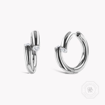Eclipse 0.17ct Diamond Hoop Earrings in 18ct White Gold