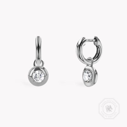 Skimming Stone 0.30ct Botswana Diamond Drop Hoop Earrings in 18ct White Gold