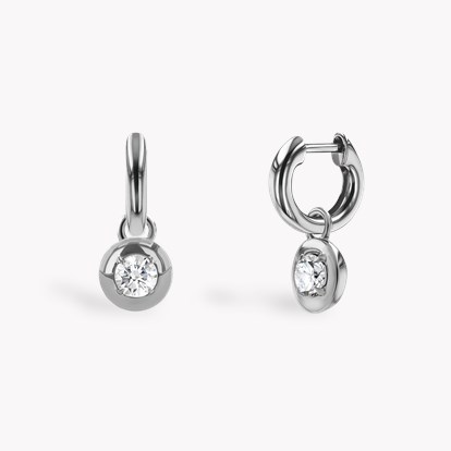 Skimming Stone 0.30ct Diamond Drop Hoop Earrings in 18ct White Gold