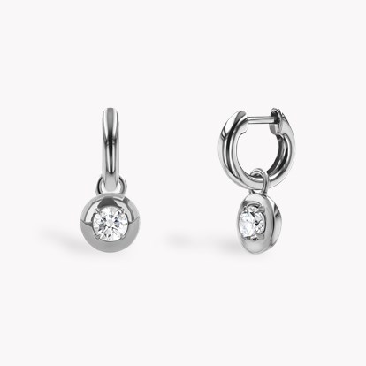 Skimming Stone Diamond Drop Hoop Earrings 0.62ct in 18ct White Gold