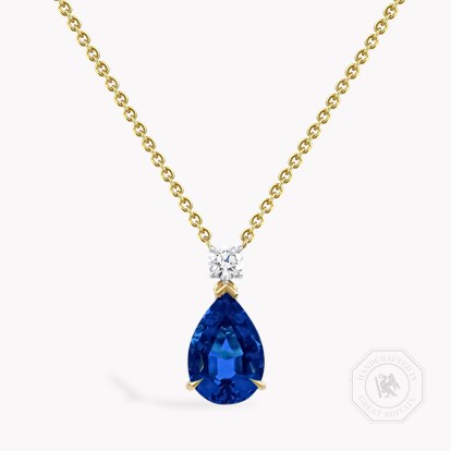 Pear Shaped 1.17ct Sapphire and Diamond Pendant