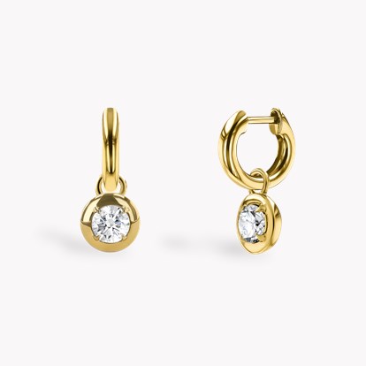 Skimming Stone Diamond Drop Hoop Earrings 1.00ct in 18ct Yellow Gold