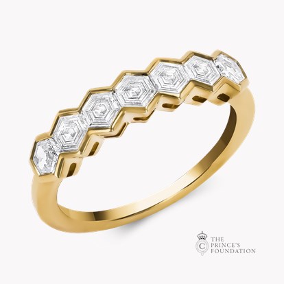 Honeycomb Seven Stone Diamond Ring 1.07ct in 18ct Yellow Gold