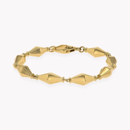 Cleopatra Gold Faceted Barrel Link Bracelet in 18ct Yellow Gold