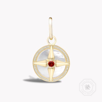 Garnet Pendant Charm in 18ct Yellow Gold