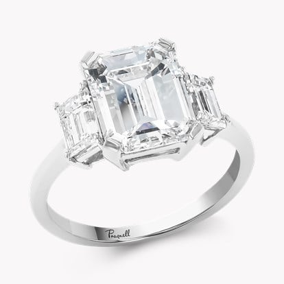Emerald Cut 3.29ct Diamond Three Stone Ring