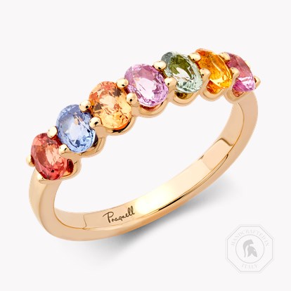 Rainbow Fancy Sapphire Cocktail Ring 1.44ct in 18ct Rose Gold