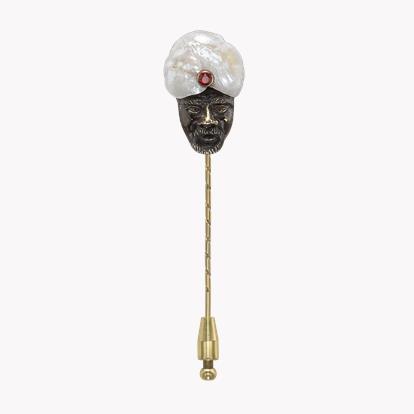 Victorian Natural Pearl and Ruby Pin