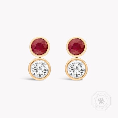Ruby and Diamond Drop Earrings 1.60cts in 18ct Rose Gold 