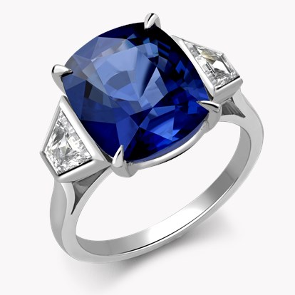 Sri Lankan Sapphire Ring - Cushion Modern Cut 6.71ct in Platinum