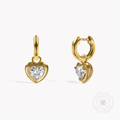 Skimming Stone Heart shape 1.53ct Diamond Drop Earrings in 18ct Yellow Gold